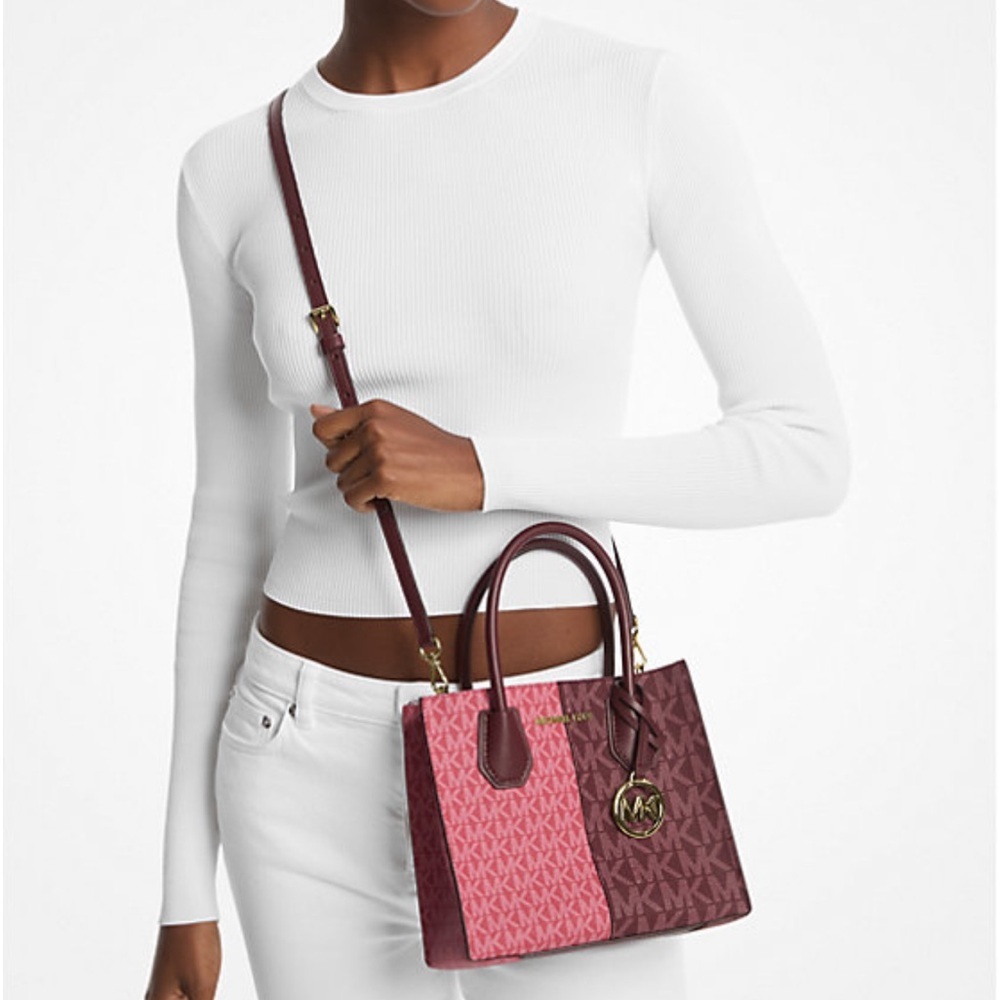 Michael Kors Mercer Medium Two-Tone Logo Crossbody Bag - Picture 2 of 15